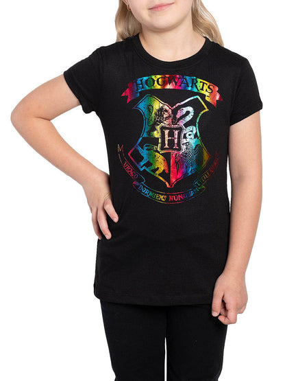 Girls Harry Potter T-Shirt Hogwarts Shiny Halloween Costume Tee
