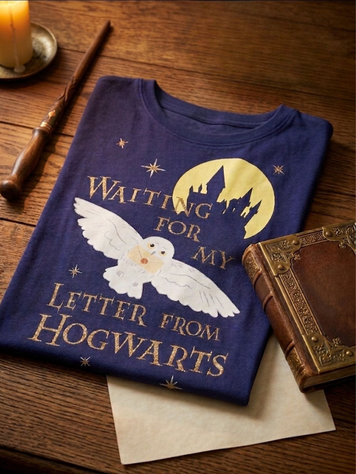 Girls Harry Potter T-Shirt Waiting For My Letter From Hogwarts Short Sleeve Blue