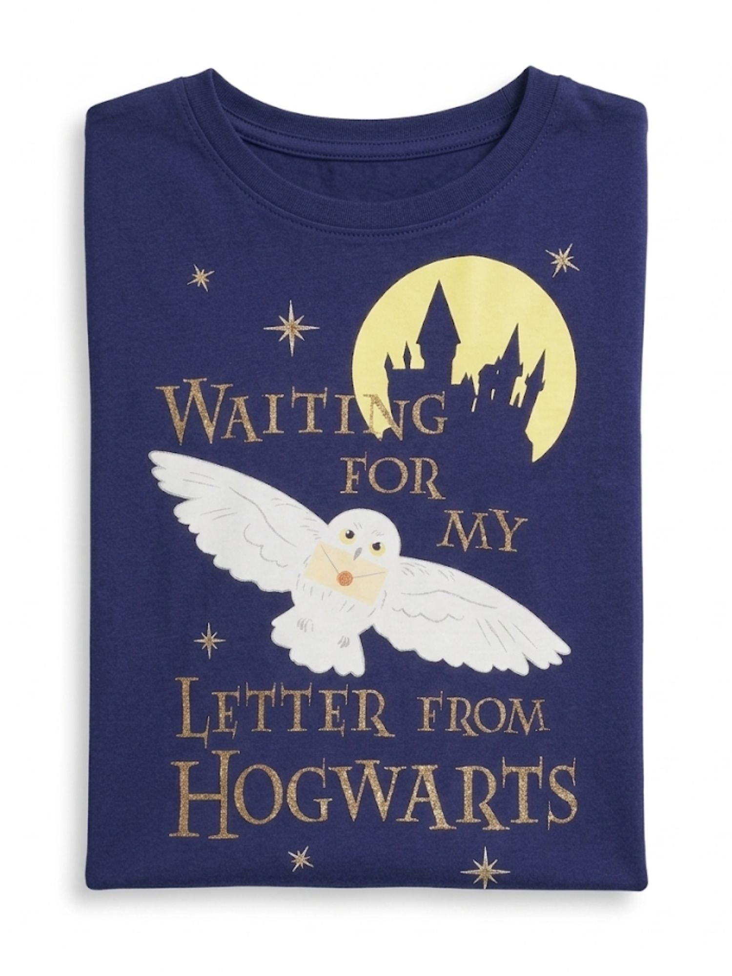 Girls Harry Potter T-Shirt Waiting For My Letter From Hogwarts Short Sleeve Blue