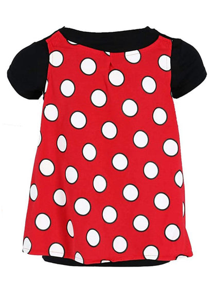 Disney Girls Minnie Mouse T-Shirt & Ears Set Detachable Cape Costume Tee Black