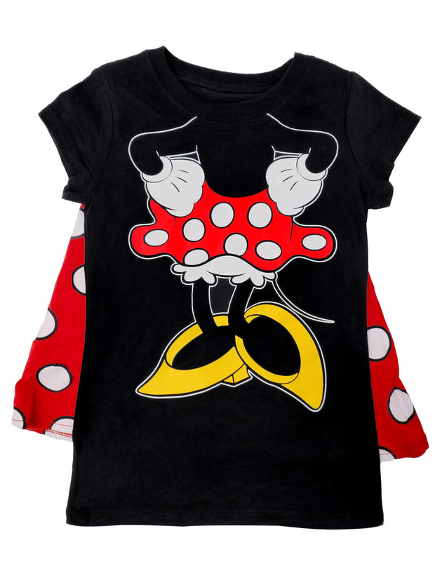 Disney Girls Minnie Mouse Halloween Costume T-Shirt & Ears Set Detachable Cape