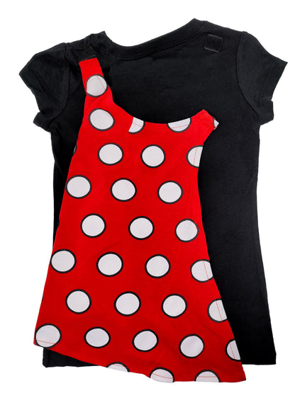 Disney Girls Minnie Mouse T-Shirt & Ears Set Detachable Cape Costume Tee Black