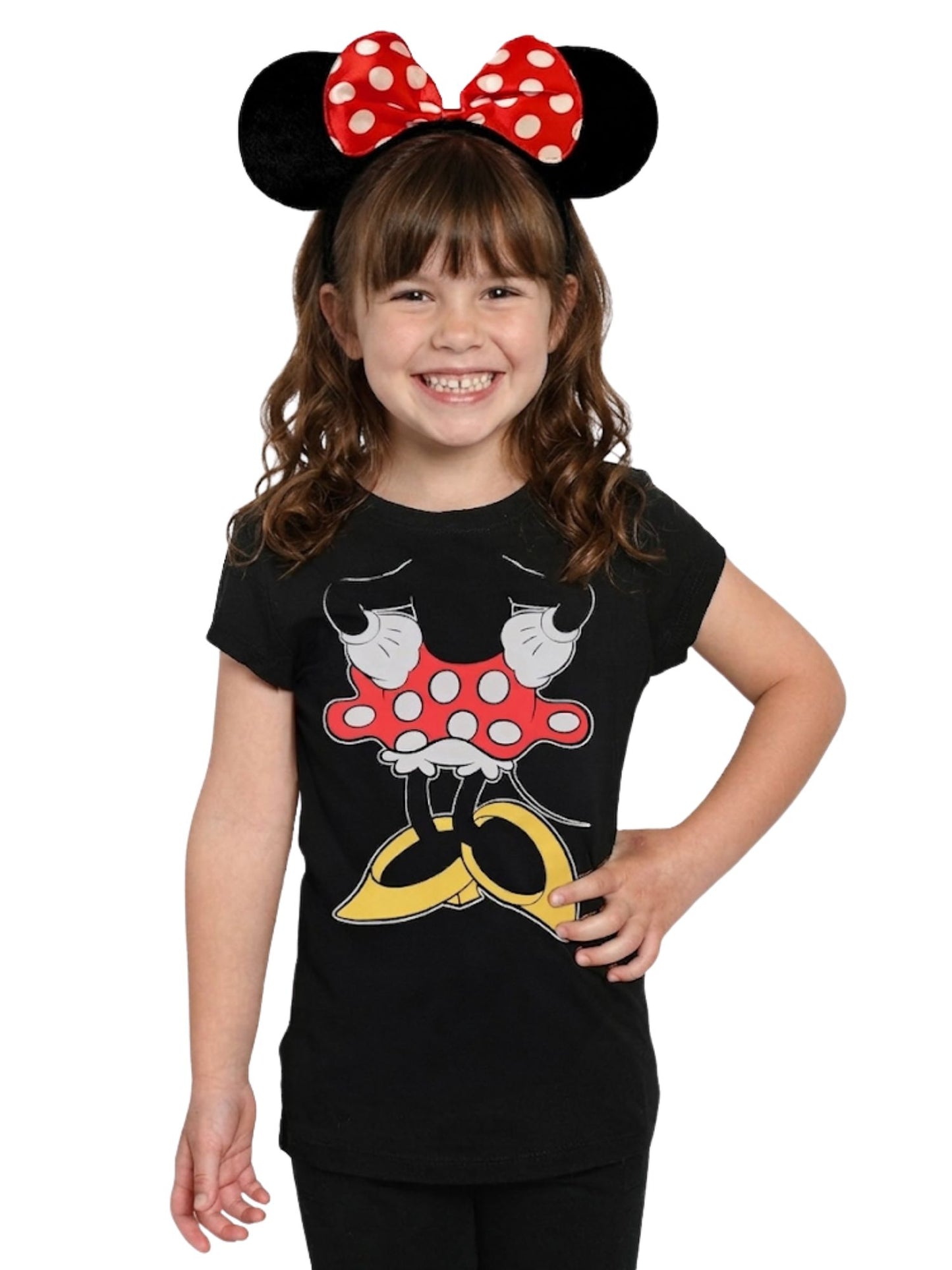 Minnie Mouse Girls Graphic Tee & Ears Shirt Set 2pc Detachable Cape Outfit