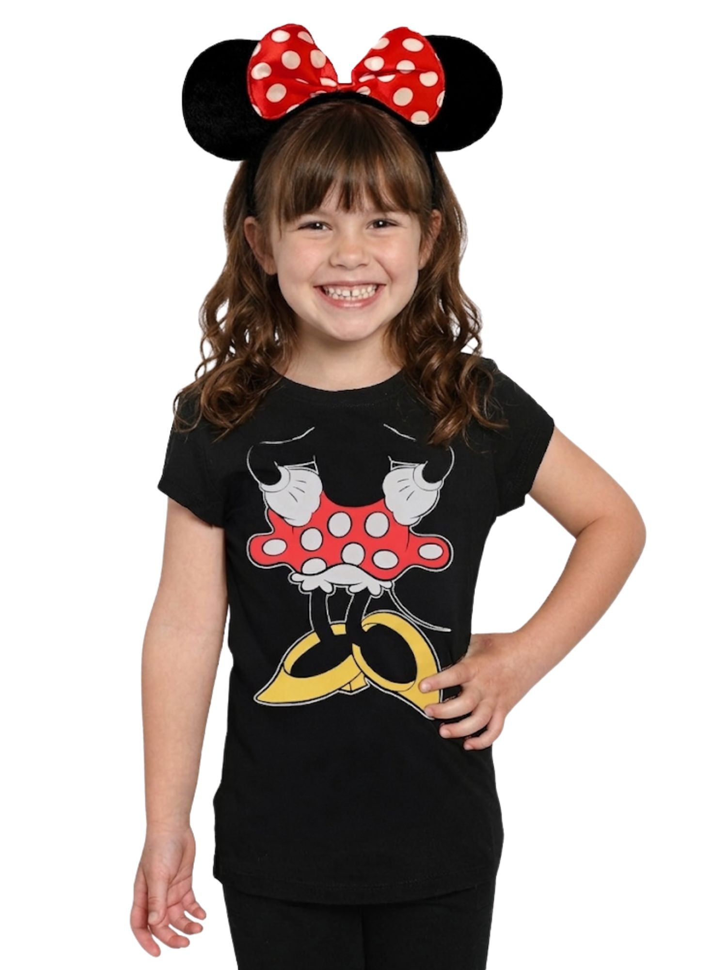 Minnie Mouse Girls Graphic Tee & Ears Shirt Set 2pc Detachable Cape Outfit