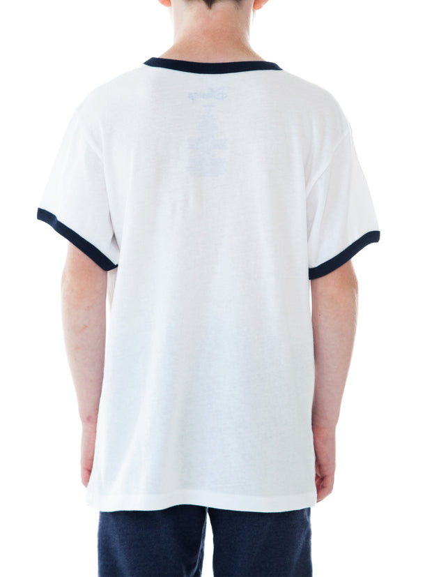 Youth Boys Stitch Ringer T-Shirt White Short Sleeve Size Small