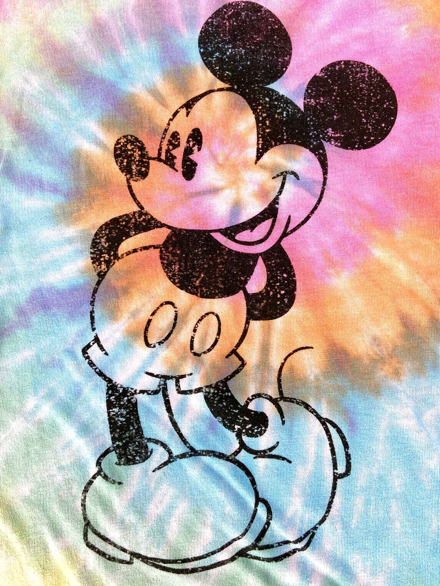 Girls Mickey Mouse Tie Dye T-Shirt w/Cap Sleeves Slim Fit Multi-Color