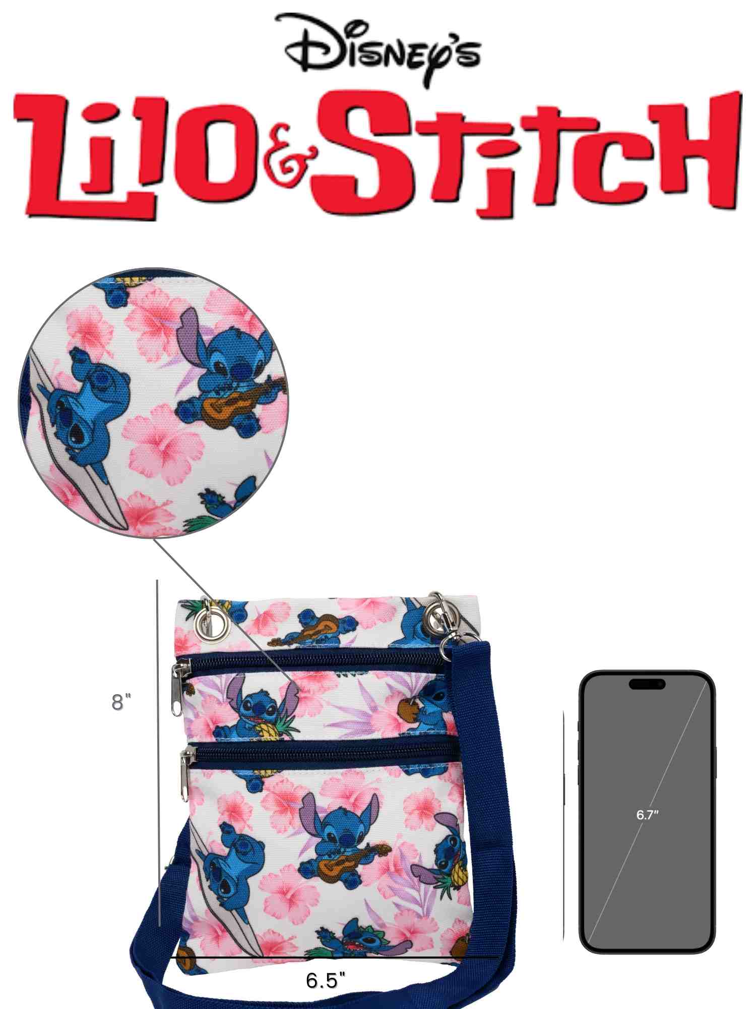 Stitch Passport Bag Travel Crossbody Purse Women Disney Pineapples Hawaii White