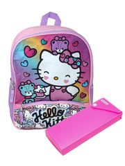 Hello Kitty 16" Backpack Sanrio Cupcakes w/ Pencil Case Set