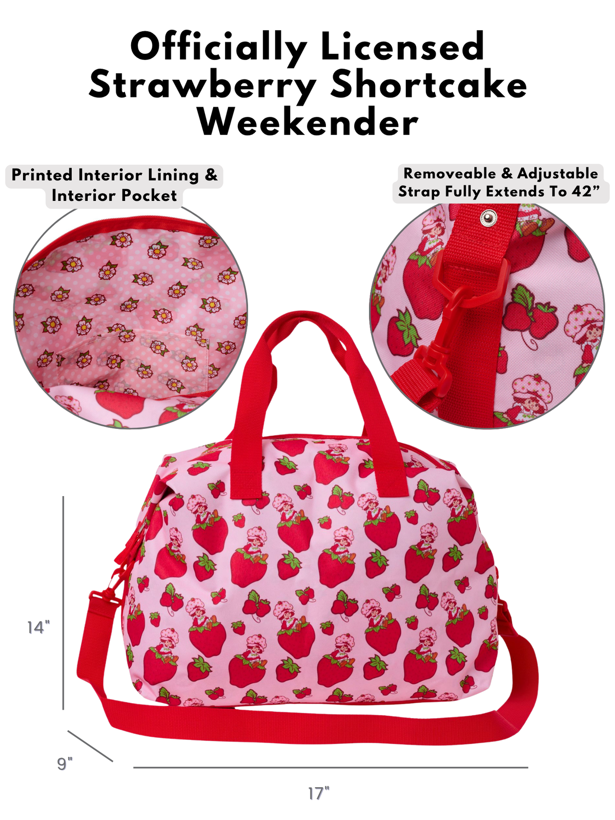 Strawberry Shortcake Overnighter Travel Duffel Bag Carry-On Large Weekender