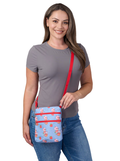 Women's Strawberry Shortcake Retro Denim Crossbody Bag Purse Nostalgia Vintage