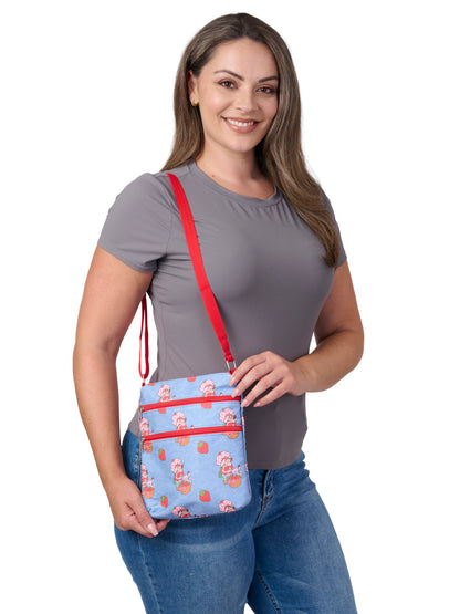 Women's Strawberry Shortcake Retro Denim Crossbody Bag Purse Nostalgia Vintage