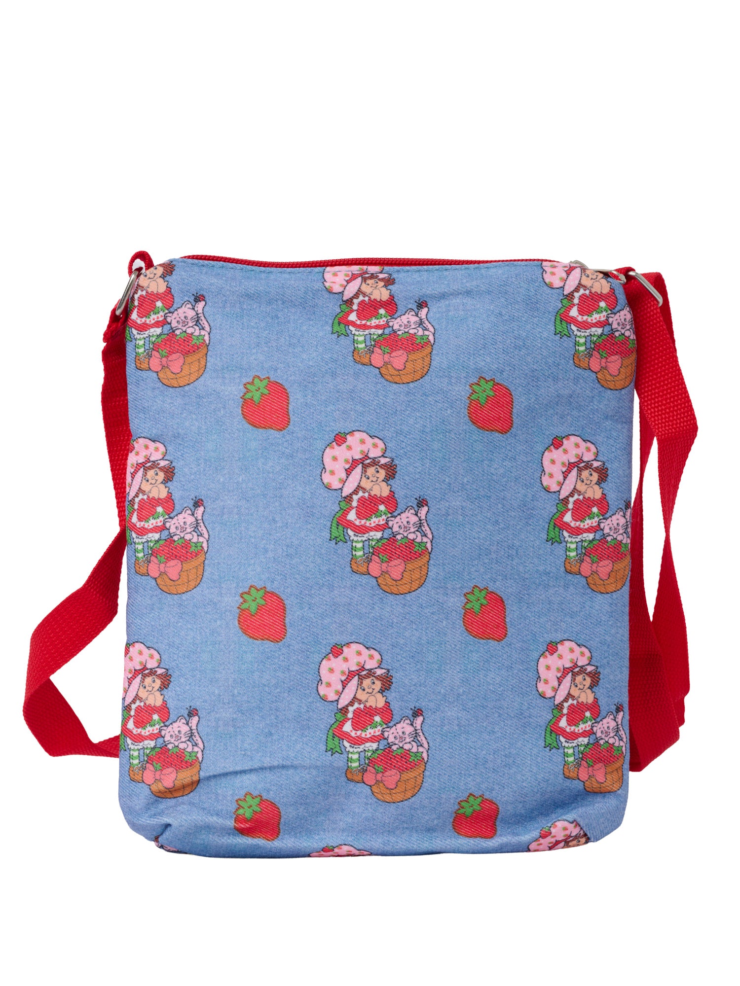 Women's Strawberry Shortcake Retro Denim Crossbody Bag Purse Nostalgia Vintage