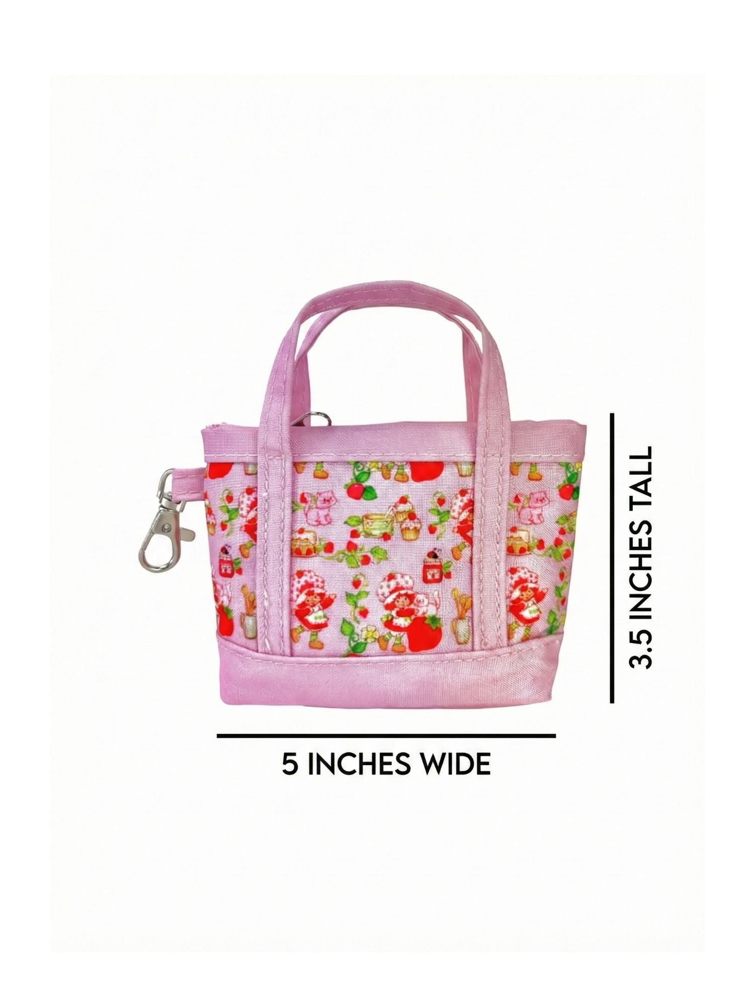 Strawberry Shortcake Pink Mini Tote Bag Charm Coin Purse Keychain Accessory