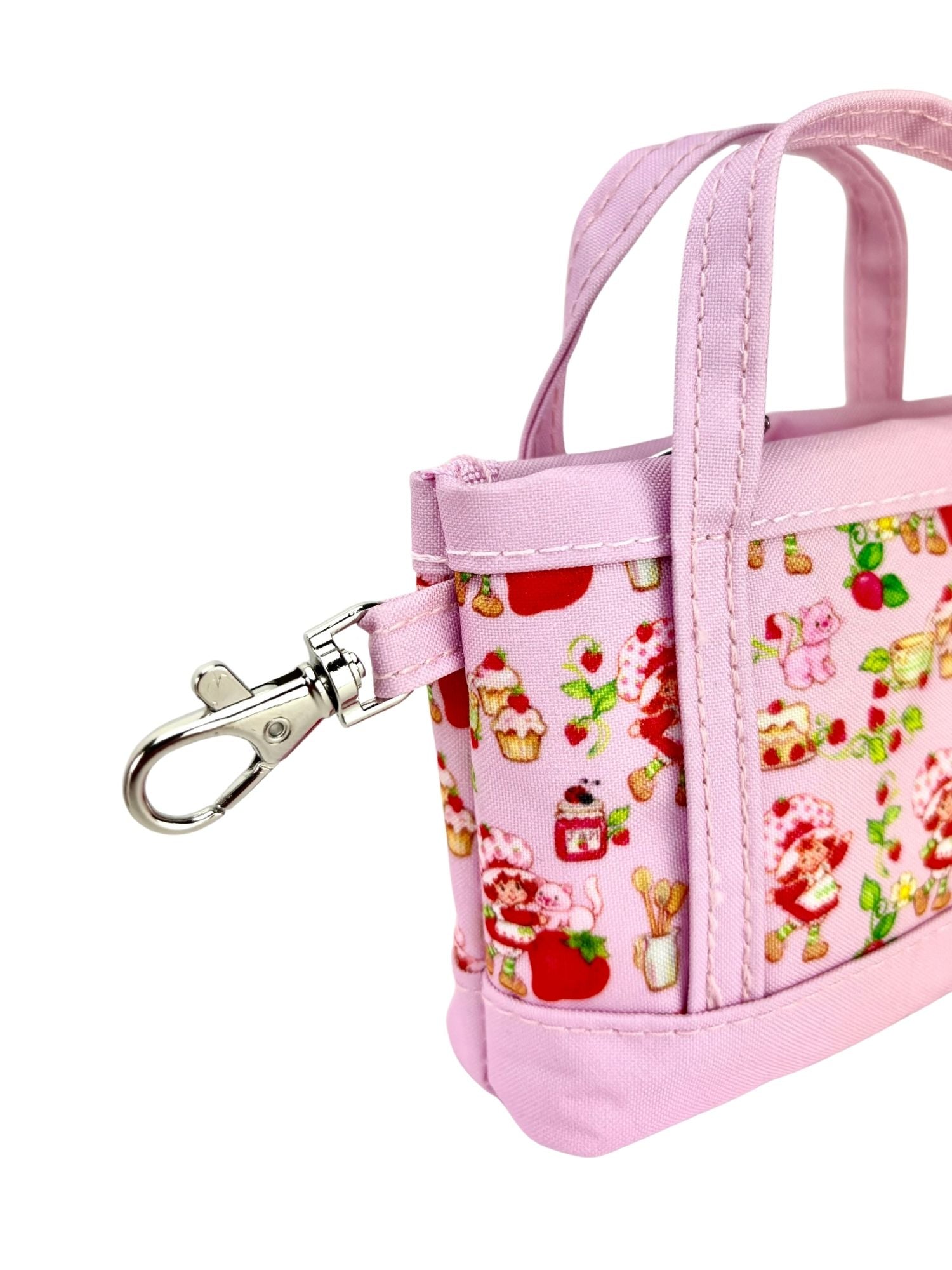Strawberry Shortcake Pink Mini Tote Bag Charm Coin Purse Keychain Accessory