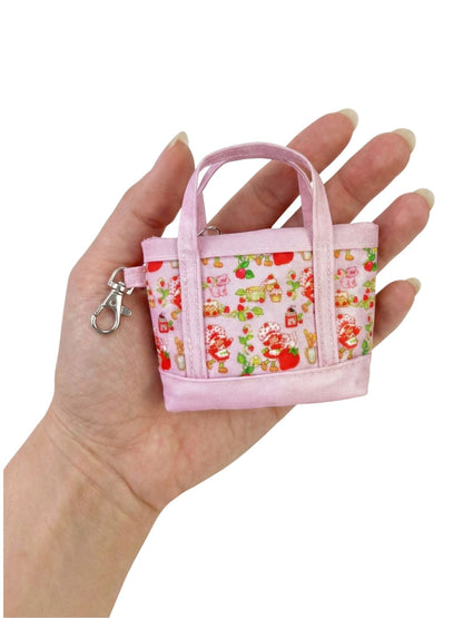 Strawberry Shortcake Pink Mini Tote Bag Charm Coin Purse Keychain Accessory