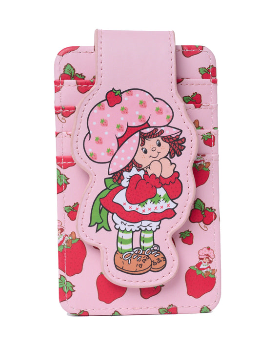 Womens Strawberry Shortcake Card Holder Wallet Button Snap Closure Red