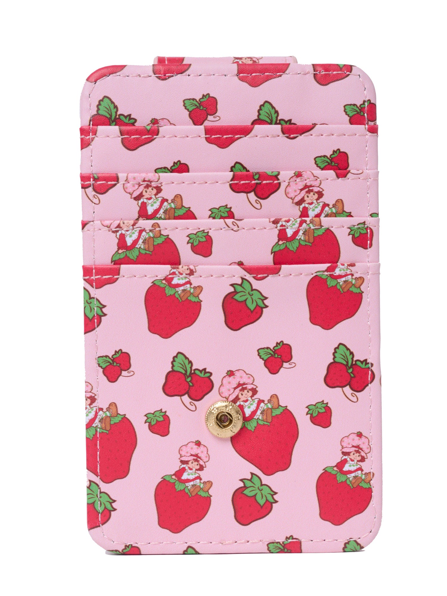 Strawberry Shortcake Pink Faux Leather Snap Card Holder Wallet
