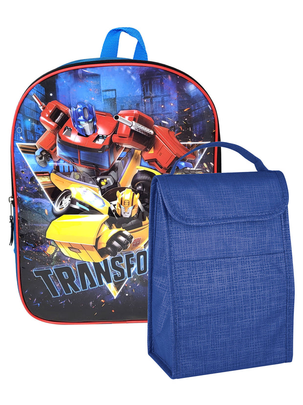 Transformers School Backpack 15" Bumblebee w/ Insulated Lunch Bag Set Boys