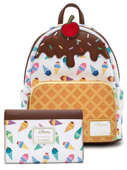 Loungefly x Disney Womens Princess Ice Cream Cones Mini Backpack & Snap Wallet