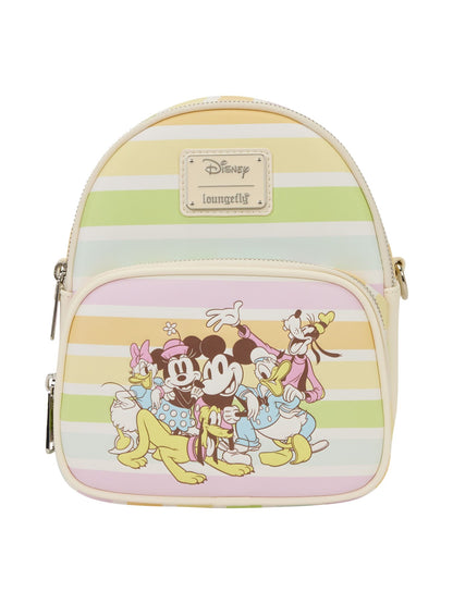 Loungefly x Disney Mickey & Friends Rainbow Stripes Convertible Mini Backpack & Crossbody Bag