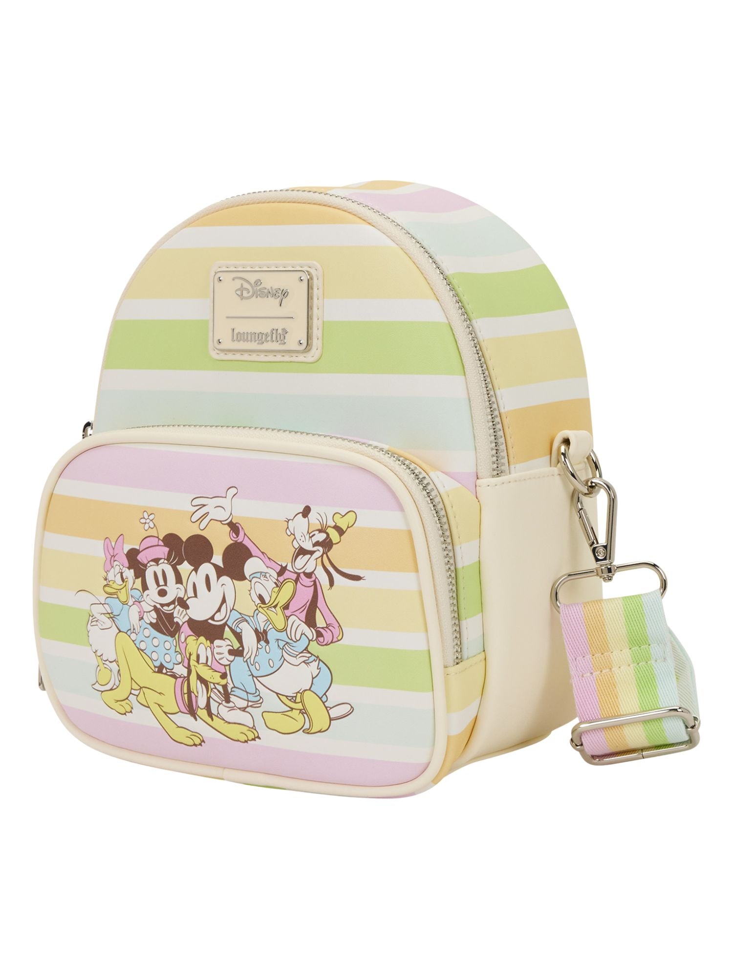 Loungefly x Disney Mickey & Friends Rainbow Stripes Convertible Mini Backpack & Crossbody Bag