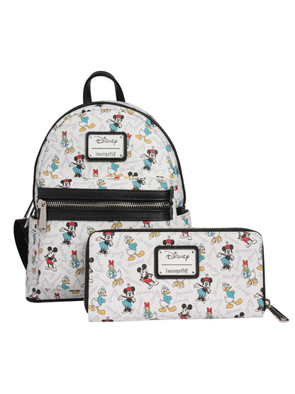 Loungefly x Disney Mickey Minnie Donald Daisy Mini Backpack