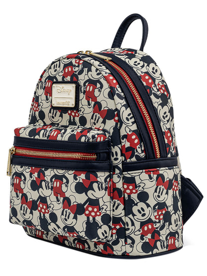 Loungefly x Disney Women's Mickey & Minnie Mouse Mini Backpack & Wallet Set Navy