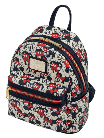 Loungefly x Disney Women's Mickey & Minnie Mouse Mini Backpack & Wallet Set Navy