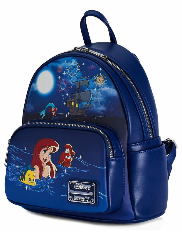 Loungefly x Disney Little Mermaid Ariel Mini Backpack Handbag Fireworks Navy