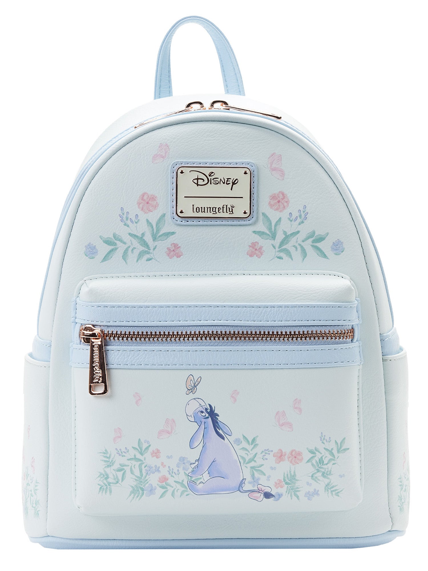 floral mini backpack purse Mebie Baby Navy One side pocket is green lace Minnie Mouse Floral All-Over Print