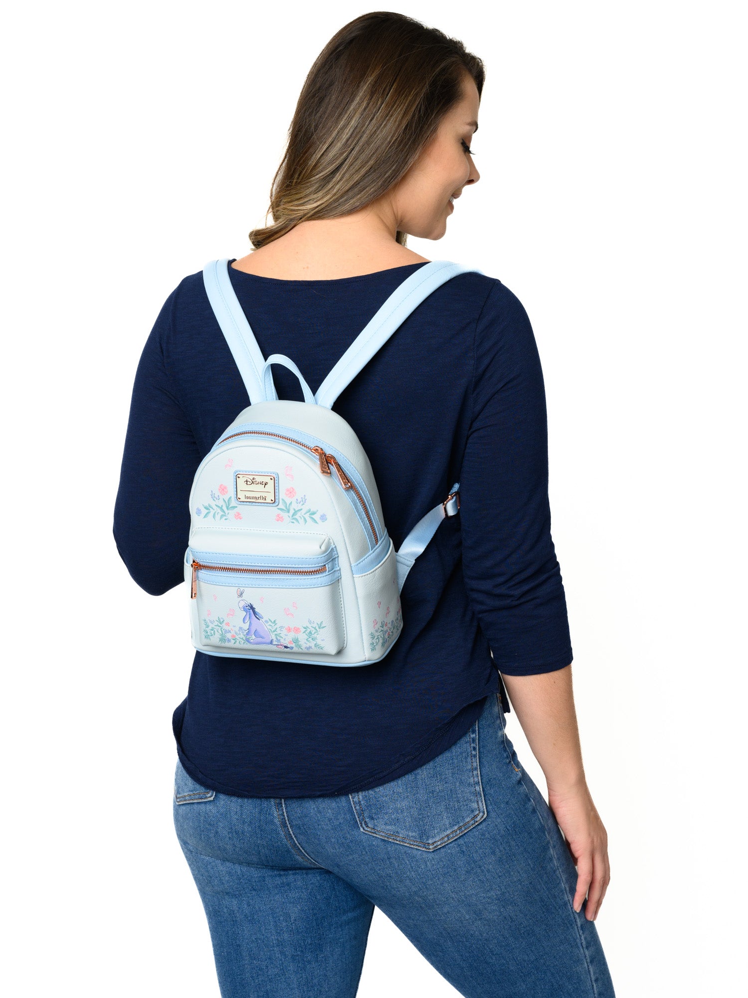 disney mini backpack blue Loungefly x Disney Eeyore Mini Backpack Handbag Floral Light Blue