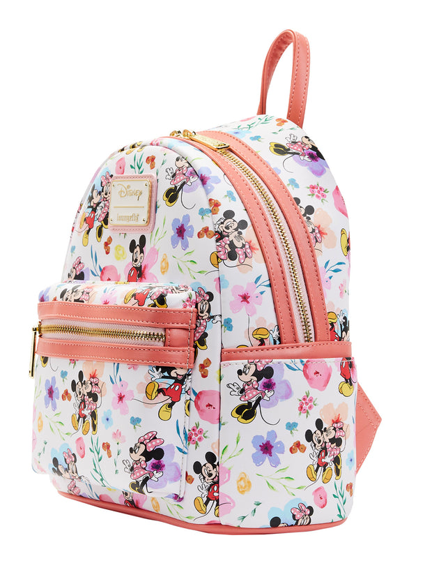 Loungefly x Disney Mickey and Minnie Mouse Floral Backpack & Zip Around Wallet