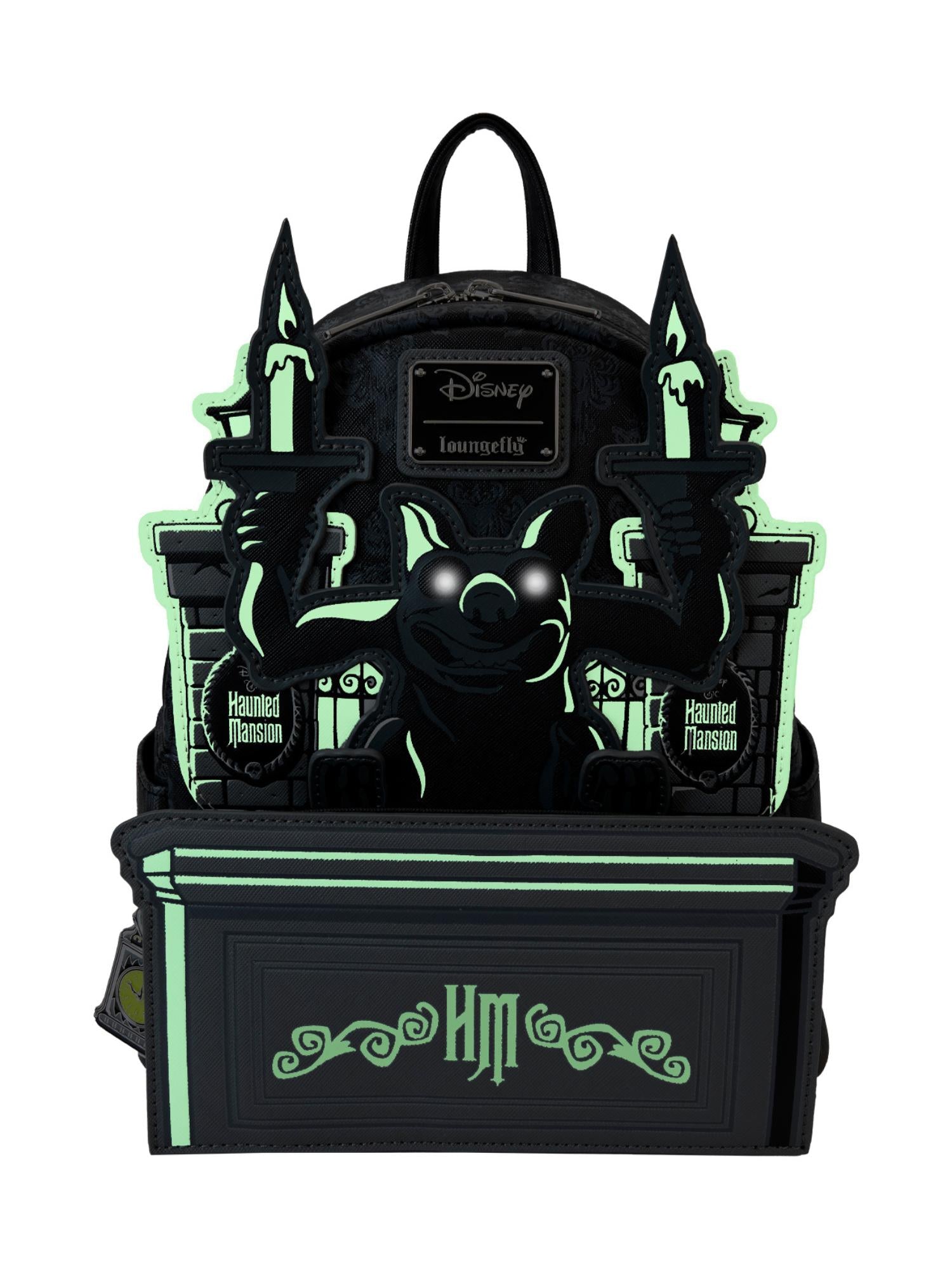 Loungefly x Disney Haunted Mansion Gargoyle Wallpaper Mini Backpack – Open and Clothing