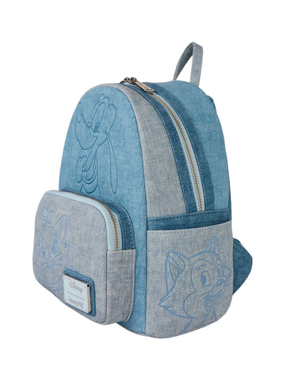 Loungefly x Disney Dogs and Cats Mini Backpack Faux Denim