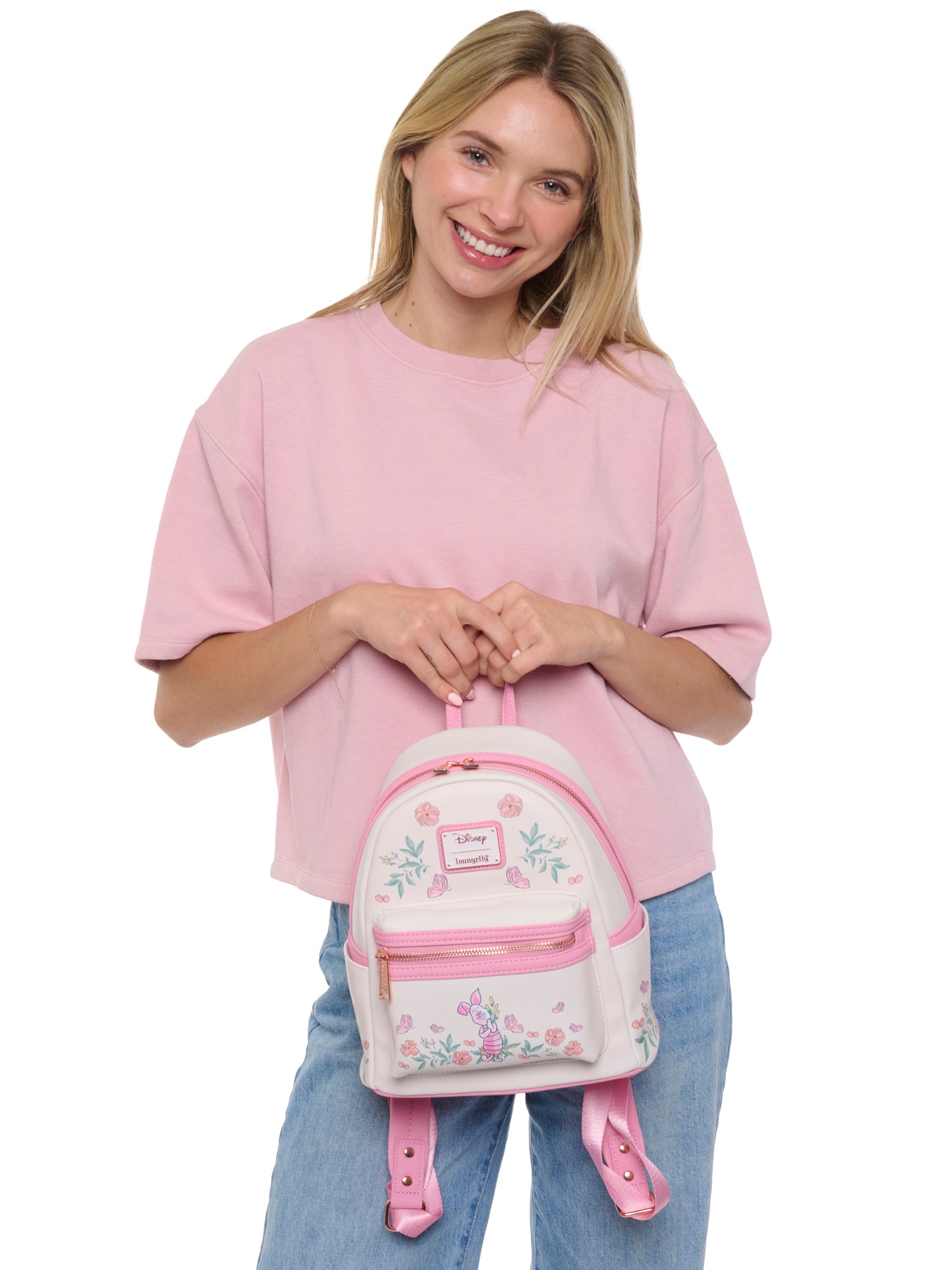 Loungefly x Disney Piglet Floral Mini Backpack Winnie the Pooh Pink – Open and Clothing