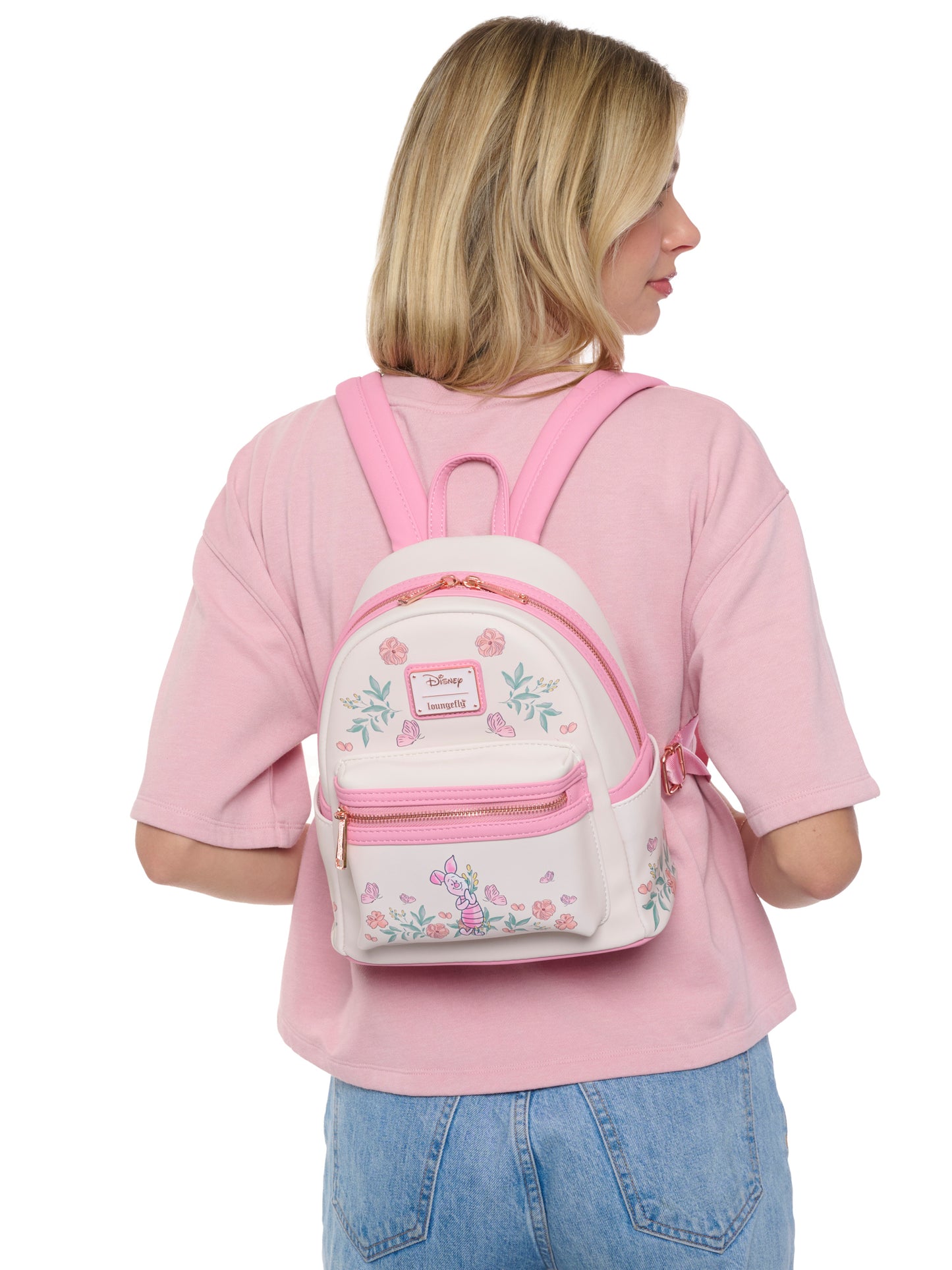 Loungefly x Disney Piglet Floral Mini Backpack Winnie the Pooh Pink