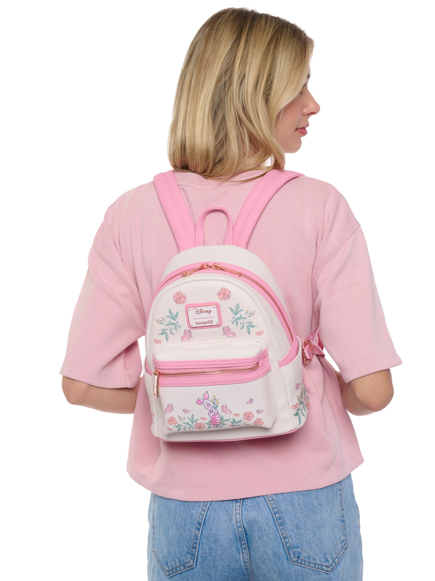 Loungefly x Disney Piglet Floral Mini Backpack Winnie the Pooh Pink