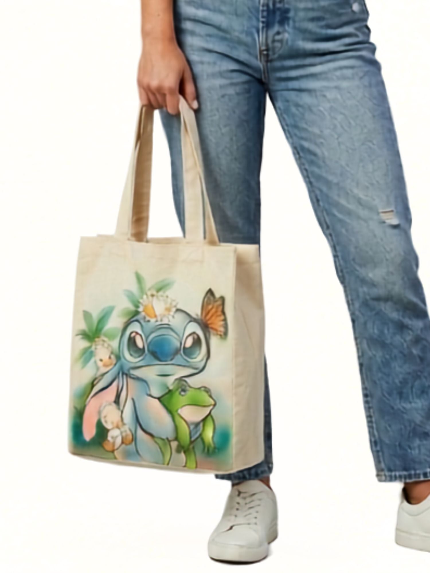 Loungefly x Disney Lilo & Stitch Tote Bag Canvas Springtime Farmer's Market Bag