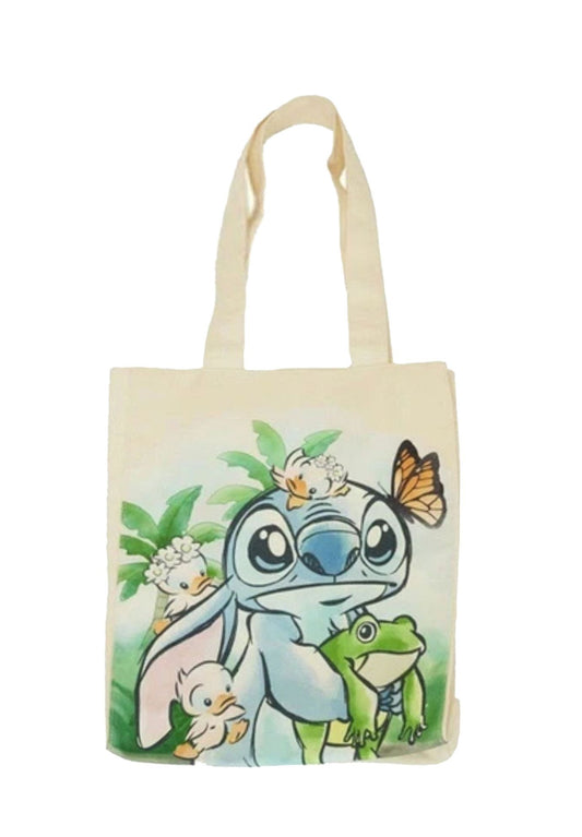 Loungefly x Disney Stitch w/ Frog & Ducks Springtime Canvas Tote Bag