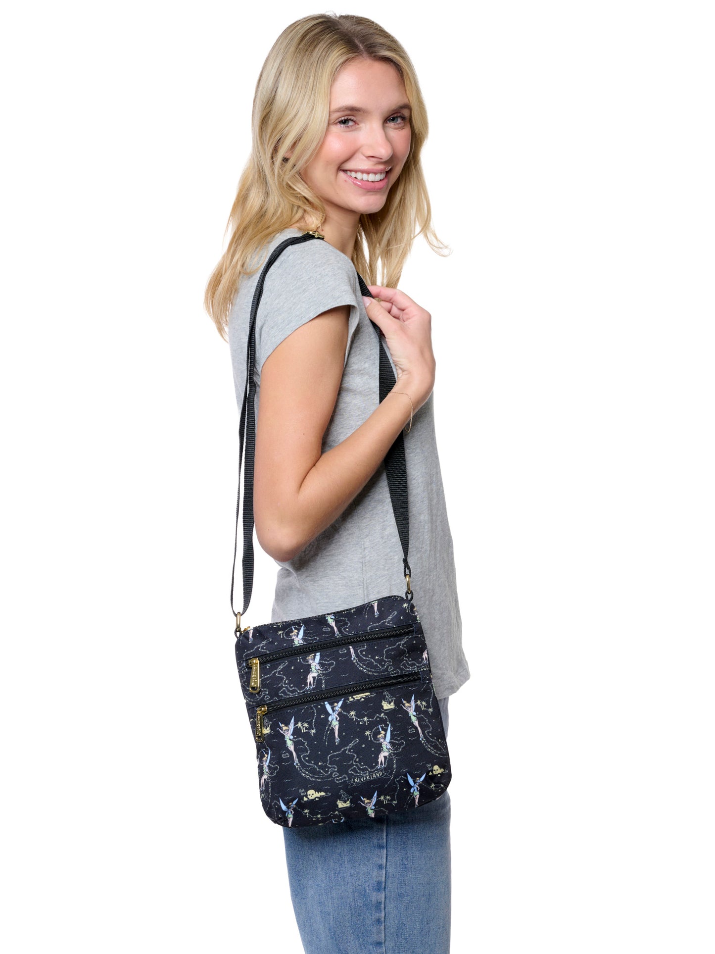 Loungefly x Disney Tinker Bell Neverland Map Crossbody Bag Nylon