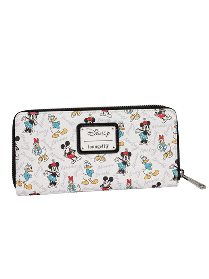 Loungefly x Disney Mickey Minnie Donald Daisy Mini Backpack & Clutch Wallet Set