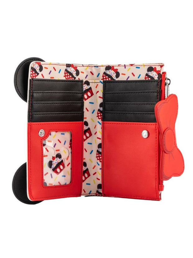 Loungefly x Disney Women's Minnie Mouse Sweet Sprinkles Flap Wallet Bow Black