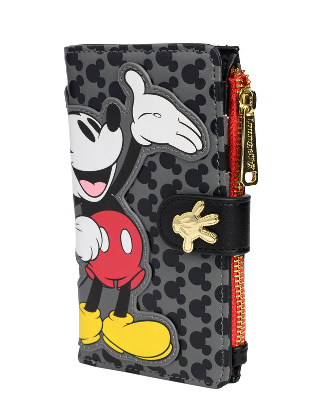 Loungefly x Disney Women's Mickey Mouse Icons Snap Flap Wallet Black Red