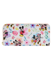 Loungefly x Disney Women's Mickey & Minnie Mouse Floral Zip Around Wallet