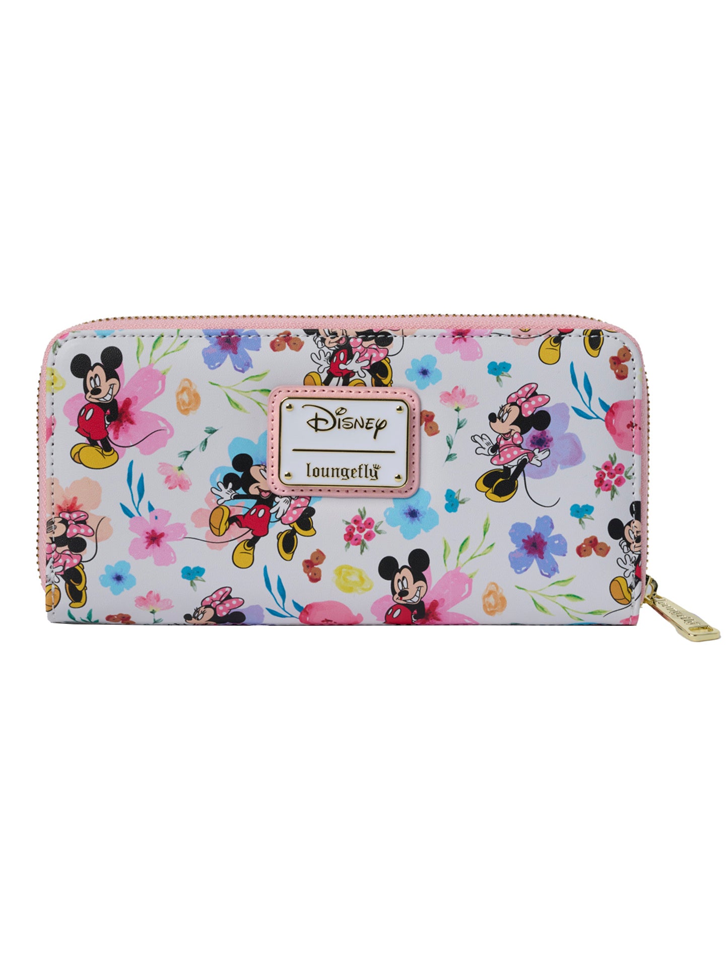 Loungefly x Disney Women's Mickey & Minnie Mouse Floral Zip Around Wallet