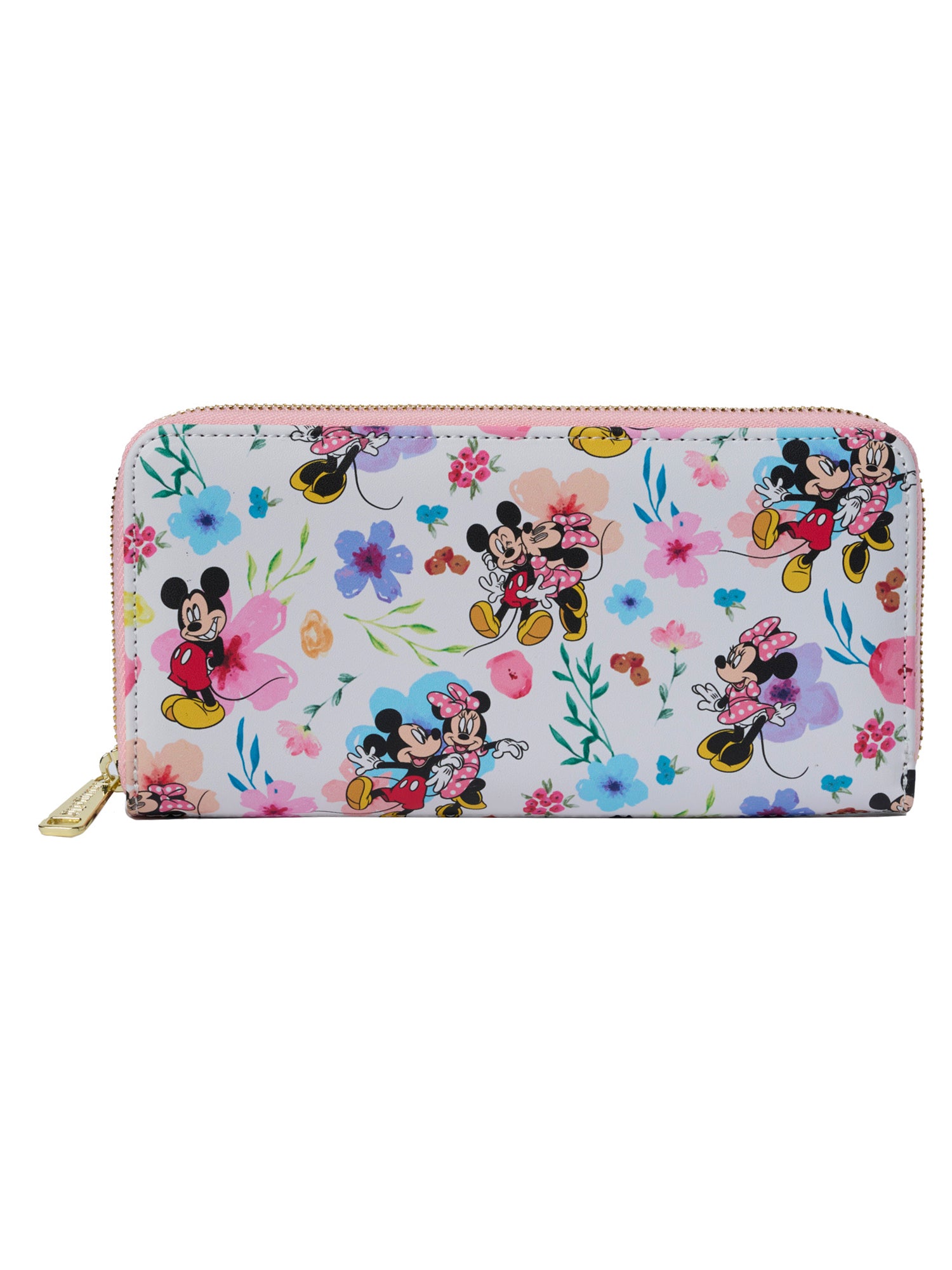 Loungefly x Disney Women's Mickey & Minnie Mouse Floral Zip Around Wallet