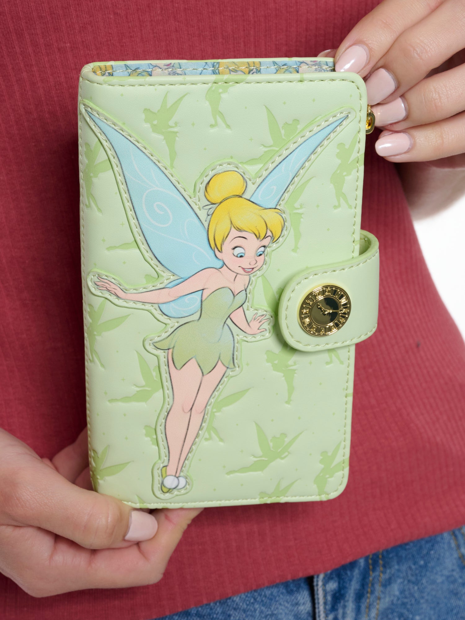 Loungefly x Disney Tinker Bell Snap Wallet Peter Pan Green Debossed