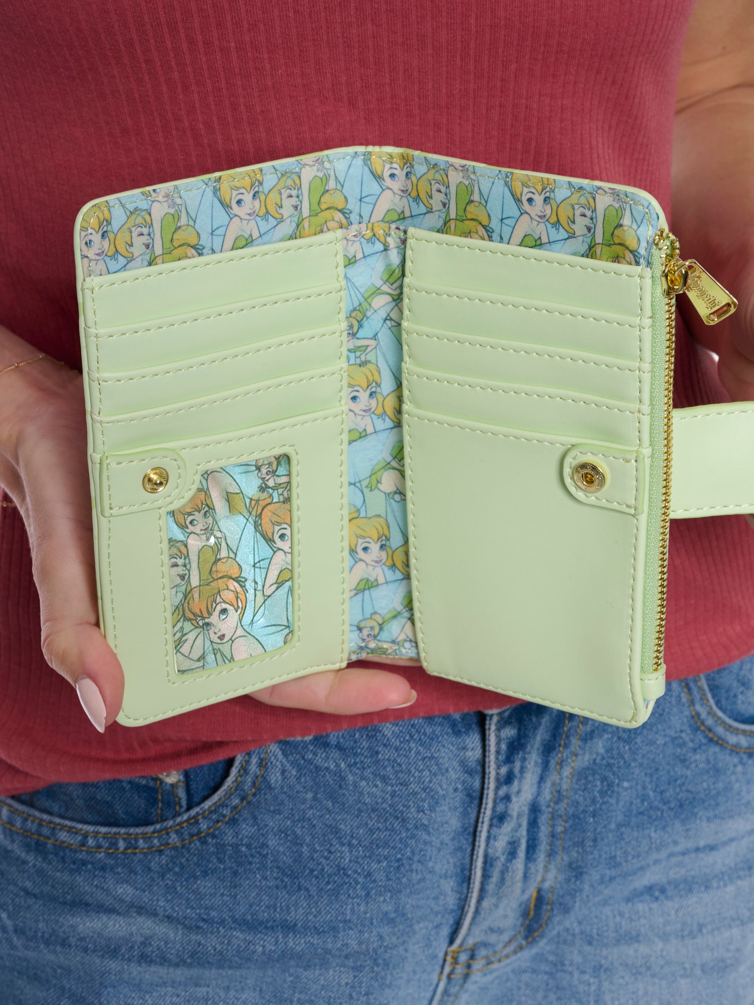 Loungefly x Disney Tinker Bell Snap Wallet Peter Pan Green Debossed
