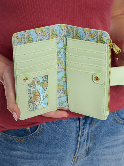 Loungefly x Disney Tinker Bell Snap Wallet Peter Pan Green Debossed