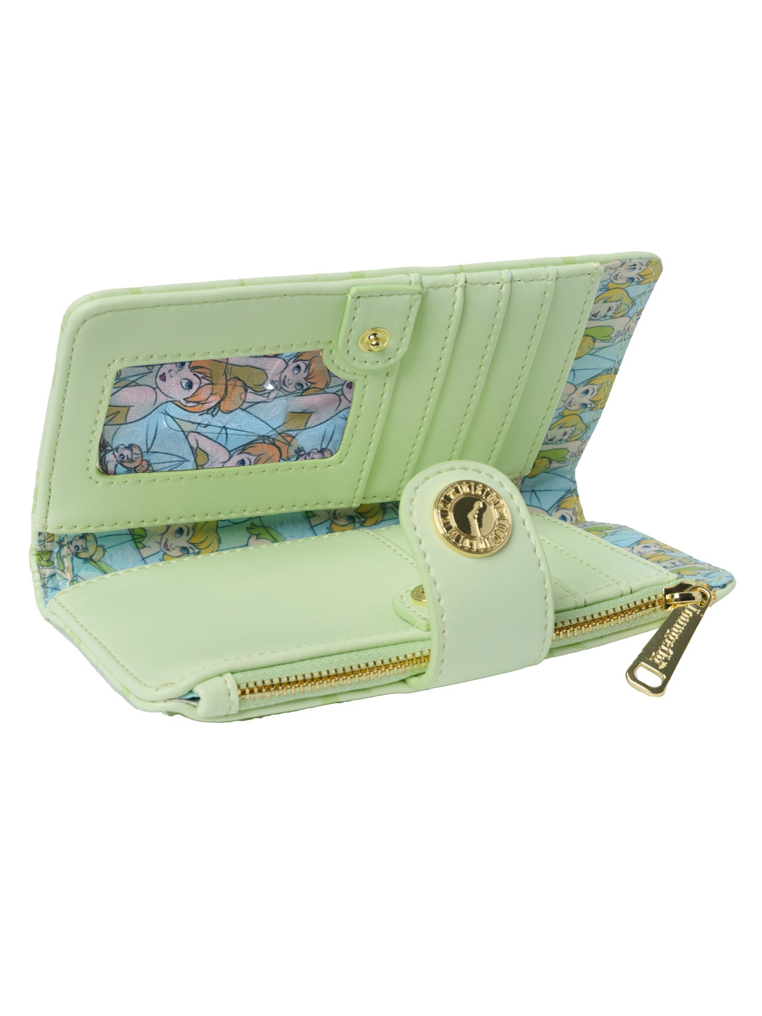 Loungefly x Disney Tinker Bell Snap Wallet Peter Pan Green Debossed